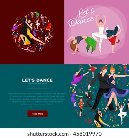 Dancing People, Dancer Bachata, Hiphop, Salsa, Indian, Ballet, Strip, Rock and Roll, Break, Flamenco, Tango, Contemporary, Belly Dance Pictogram Icon. style of design concept set