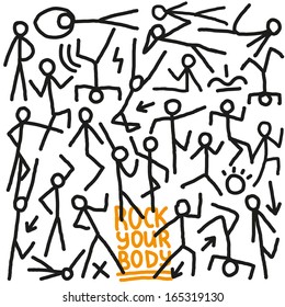 dancing people - doodles set