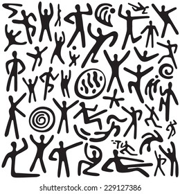 dancing people - doodles set
