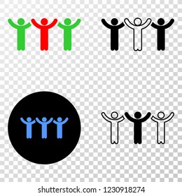 Dancing people EPS vector pictograph with contour, black and colored versions. Illustration style is flat iconic symbol on chess transparent background.