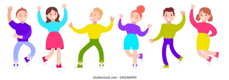 dancing people. flat style. character set. cartoon vector illustration