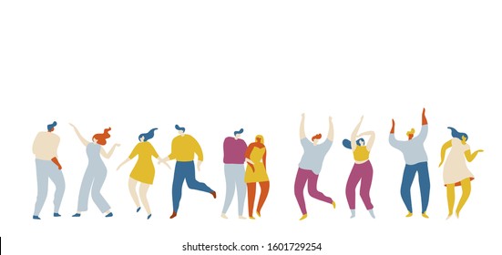 Dancing people flat vector set.Young people having fun.Party. Celebration.
