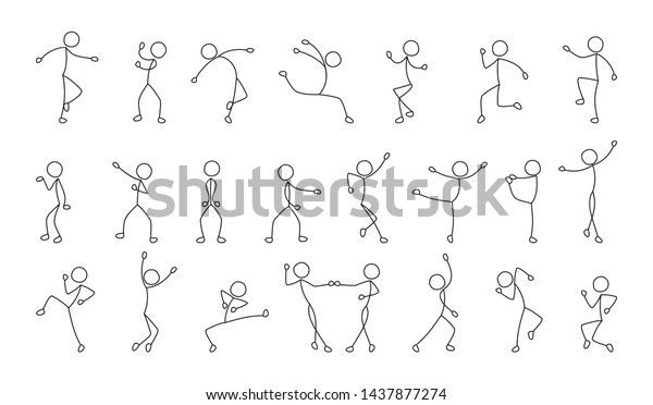 Dancing People Freehand Drawing Sketch Stick Stock Vector (Royalty Free ...