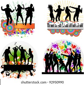 Dancing people -grunge background