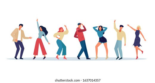 dancing people. happy joy persons jumping have fun dancehall couple celebration young active persons. vector dancers