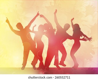 dancing people happy silhouettes