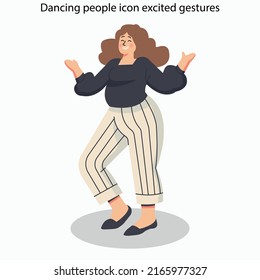 Dancing people icon excited gestures sketch cartoon characters