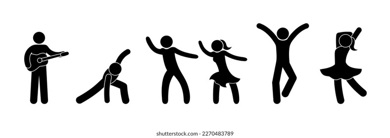 dancing people icon, fun and music, man playing guitar