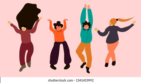 Dancing people illustration. Vector design.
