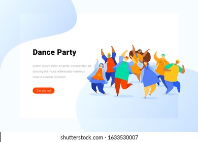 Dancing People Man Woman Girl Guy on Dance Party Flat vector illustration.