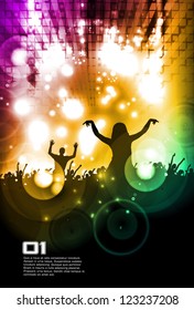 Dancing people. Music event illustration. Vector
