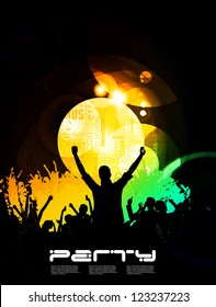Dancing people. Music event illustration. Vector