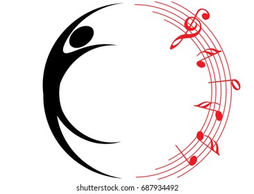 dancing people with music icon vector 
