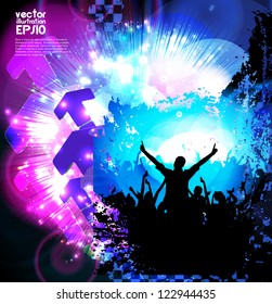 Dancing people. Music poster. Vector