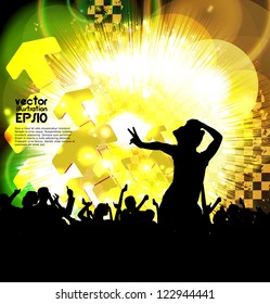 Dancing people. Music poster. Vector