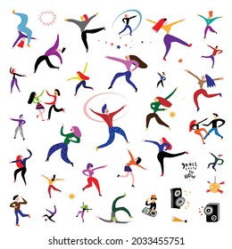 dancing people , musical party - vector illustration , cartoon set
