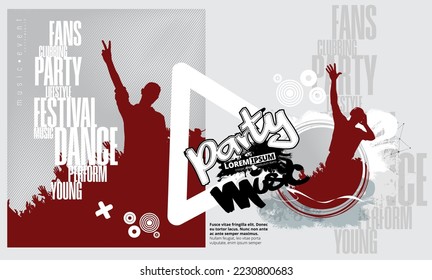 Dancing people, nightlife and music festival concept