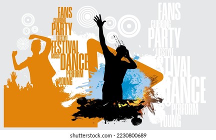 Dancing people, nightlife and music festival concept