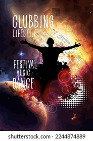 Dancing people, nightlife and music festival concept