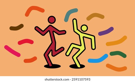 dancing people, party, flat  color illustration