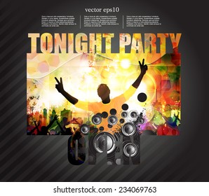 Dancing people. Party poster. Vector