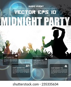 Dancing people, poster for music event party. Vector