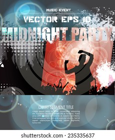Dancing people, poster for music event party. Vector