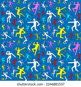 dancing people seamless background , vector design elements