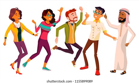 Dancing People Set Vector. Adult Persons In Action. Character Design. Isolated Flat Cartoon Illustration