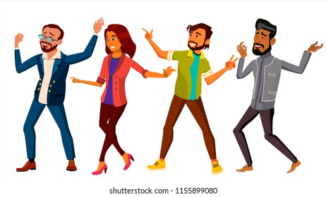 Dancing People Set Vector Friends Disco Stock Vector (Royalty Free ...