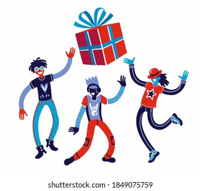 Dancing People Set Vector. Holiday Vacation Party.  Students group