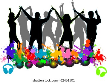 dancing people silhouette