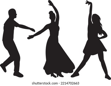 dancing people silhouette on white background isolated 