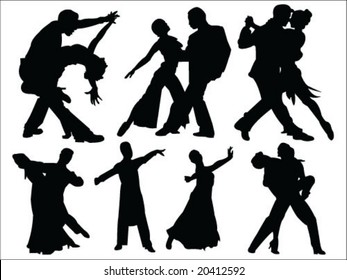 dancing people silhouette vector collection 1