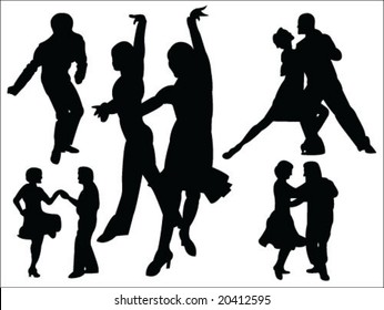 dancing people silhouette vector collection 2