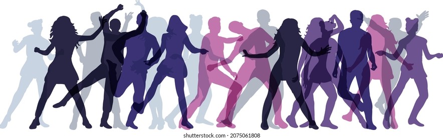 dancing people silhouette vector, isolated