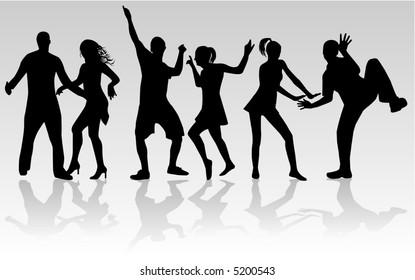 Dancing people , silhouette, vectors work