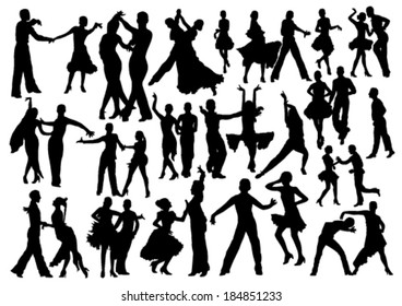 Dancing people silhouettes