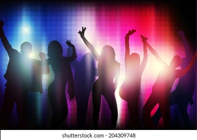 Dancing people silhouettes