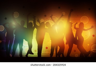 Dancing people silhouettes