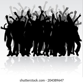 Dancing people silhouettes