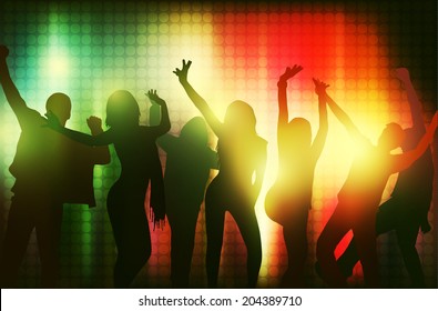 Dancing people silhouettes