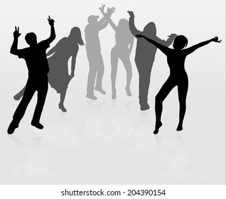 Dancing people silhouettes