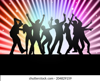 Dancing people silhouettes