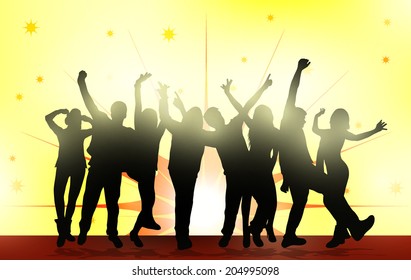 Dancing people silhouettes