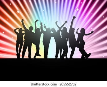 Dancing people silhouettes