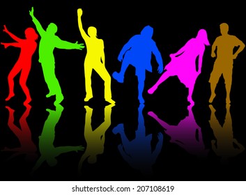 Dancing people silhouettes