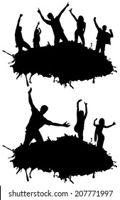 Dancing people silhouettes