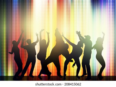 Dancing people silhouettes