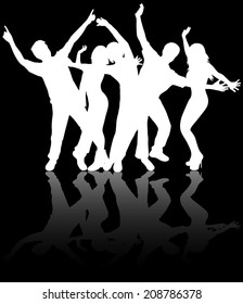 Dancing people silhouettes